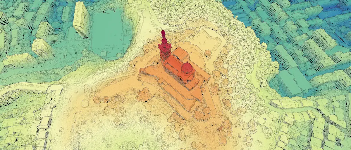 Capture d'écran d'un nuage de points affiché par Toponim 3D
